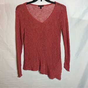 Eileen Fisher Airy Linen Tunic Sweater Coral L Asym Hem Coastal Lagenlook